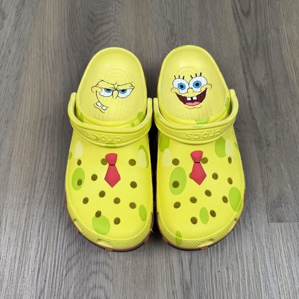 Crocs Shoes Mens Size 10 Yellow SpongeBob SquarePants Clogs Slip On Sandals
